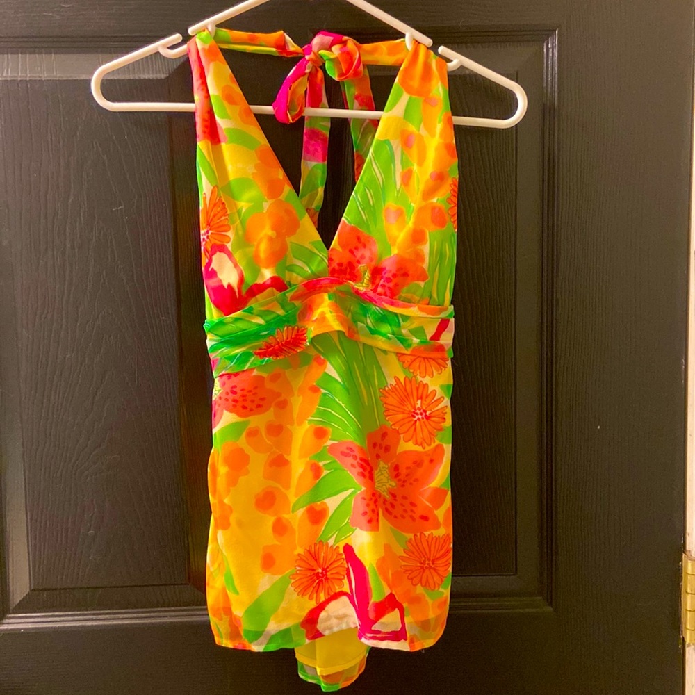 Lilly Pulitzer blouse, pink orange and green